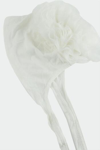 ZERO LAND Msa-Shop Stitched Ruffled Bonnet-White