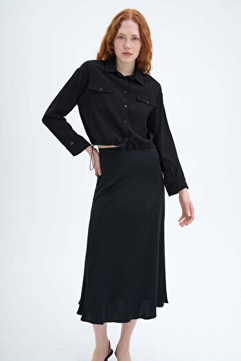 Quzu Black Women's Shirt with Rubber Detail Gml00021