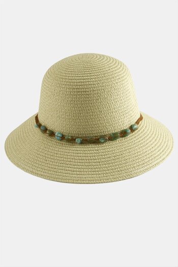 ZERO LAND Hn-Shop Agate Natural Stone Straw Hat-Beige