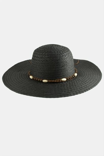 ZERO LAND Zengezur Wooden Beaded Straw Hat-Black