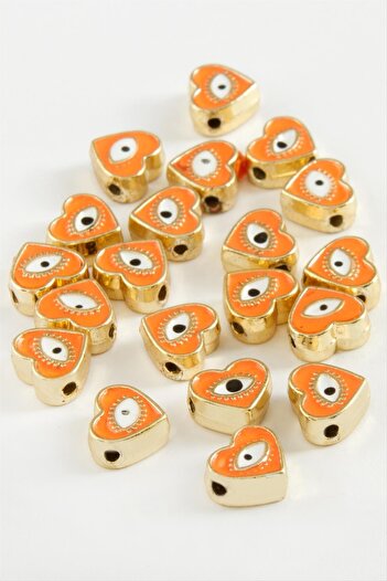 ZERO LAND Msa-Shop Heart Eye Enamel Bracelet and Pendant Apparatus 1 Piece-Orange