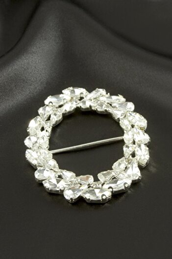 ZERO LAND Hn-Shop Oval Stone Belt Buckle 1 Piece-Silver Color