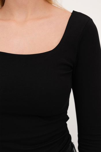 Addax Square Neck Basic Blouse B1847