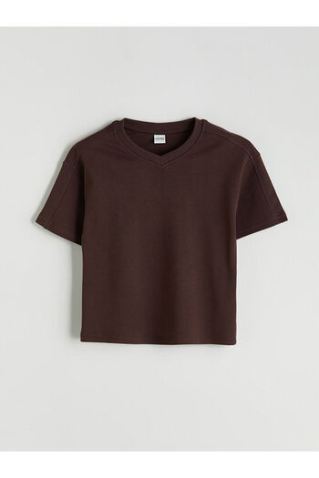 LC Waikiki Brown V-Neck Girls' T-Shirt and Sweatpants