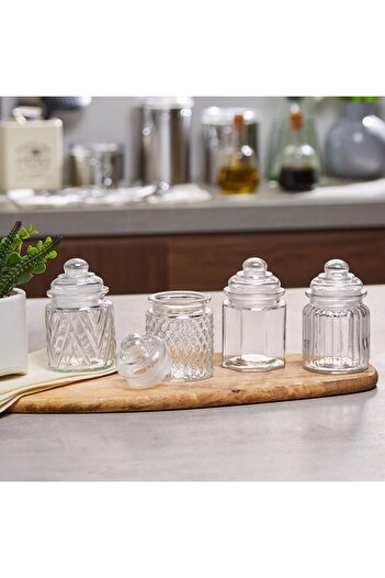Generic Concord 4-Piece Textured Glass Canisters - 300 ml