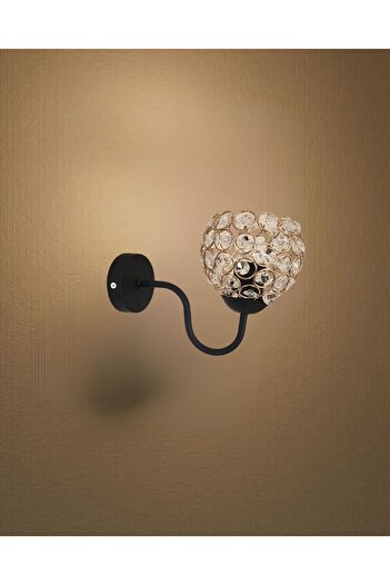 Ömür Avize Black Arm Vienna Glass Wall Sconce