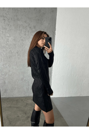 My Blog Black Foil Hair Braid Detailed Dress - 4168