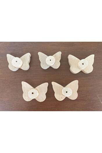 Sanatsal Dünya Wooden Butterfly Handle 5 Pieces 5X3,5X2 cm