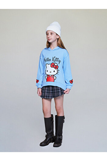 LC Waikiki Peak New Season Hooded Hello Kitty Printed Girls' Sweatshirt