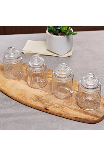 Generic Concord 4-Piece Textured Glass Canisters - 300 ml