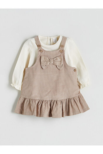 LC Waikiki Crew Neck Bow Detailed Baby Girl Dress and Blouse