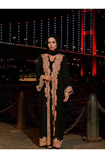 fiore fashion Black Lace Abaya