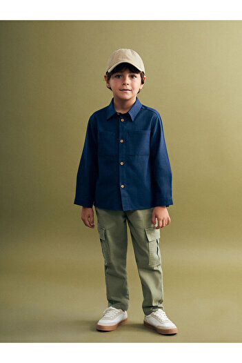 LC Waikiki LCW Kids Basic Gabardin Uzun Kollu Erkek Çocuk Gömlek