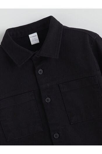 LC Waikiki Black Basic Gabardine Long Sleeve Boys' Shirt