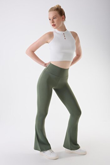 İmaj 434 Green Color Recovery and Extra Stretch Effect Normal Waist Spanish Leggings