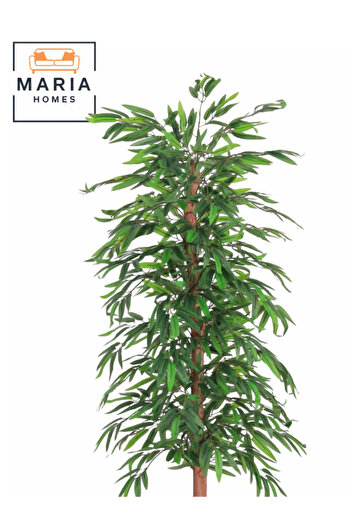 MARIA HOMES Artificial Bamboo Tree 155 cm – Decorative Green Plant with Gray Plastic Pot for home & office