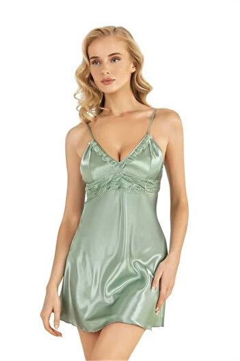PRIMODA Water Green Short Satin Nightgown