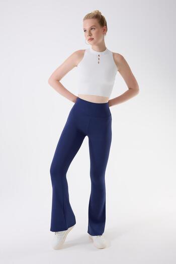 İmaj 717 Navy Blue Color Recovery and Extra Stretch Effect Normal Waist Spanish Leggings