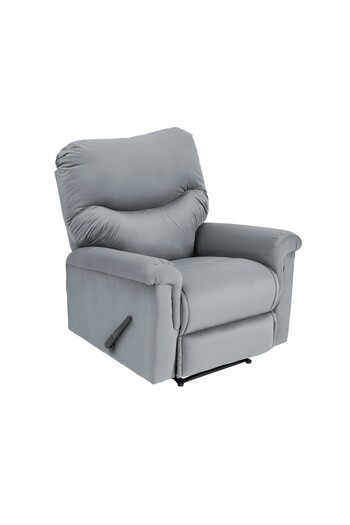 Lazy Vibes Velvet Rocking Recliner Chair - Grey - NZ110