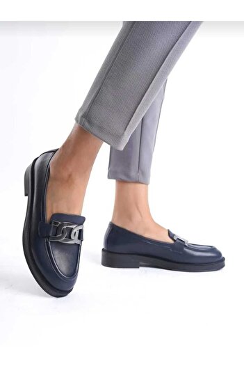 İDOL SHOES Справжня шкіра жіночі туфлі-лофери з пряжкою