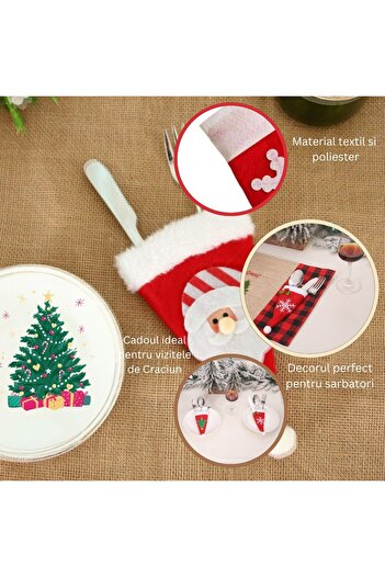 Flippy Decorative cover for 3 cutlery, Santa Claus hat, textile/polyester, 19x10 cm, red