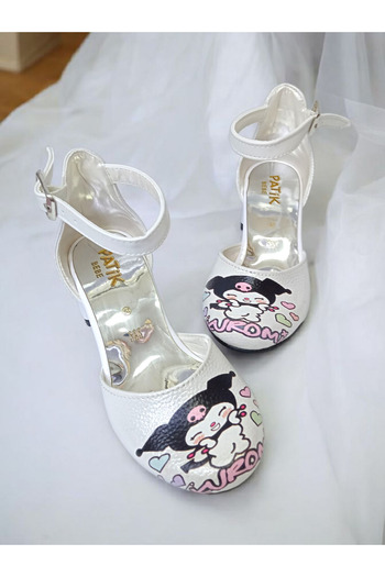 pediashoes Kuromi White Color Girl's Mini-Heel Evening Shoes