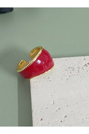 mos&more Burgundy Gold Adjustable Stylish Ring