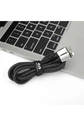 miccell 1m Fabric PD Fast Charging Cable for iPhone