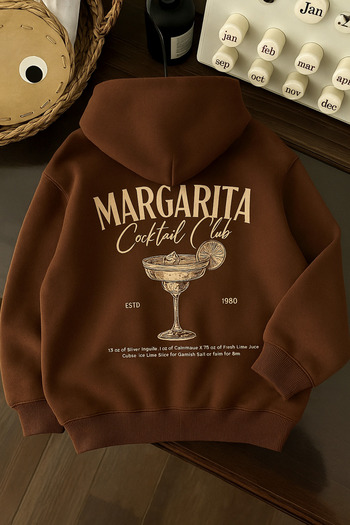 SVART WEAR Margarita Drink Oversize Cotton Casual Hoodie Printed Hooded Sweatshirt