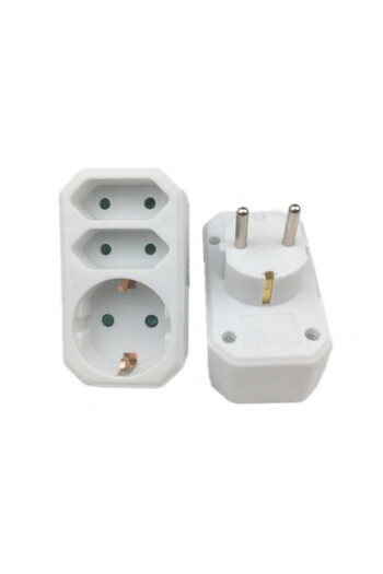 Poro Online Triple Plug Adapter 1 x Schuko + 2 x Euro