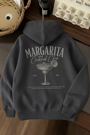 SVART WEAR Margarita Drink Oversize Cotton Casual Hoodie Printed Hooded Sweatshirt