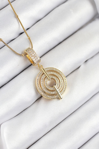 Skygo 316L Steel Zircon Stone Hoop Model Gold Color Women's Necklace - Tj-Bko10527