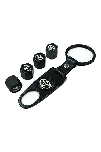 Mirfa Universal Steel 4Pcs Car Tire Valve Stem Air Caps Cover 1Pc Keychain Wrench For Toyota