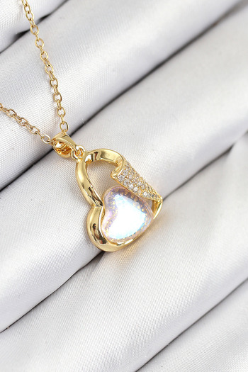 Skygo 316L Steel Zircon Stone Heart Model Gold Color Women Necklace - Tj-Bko10523