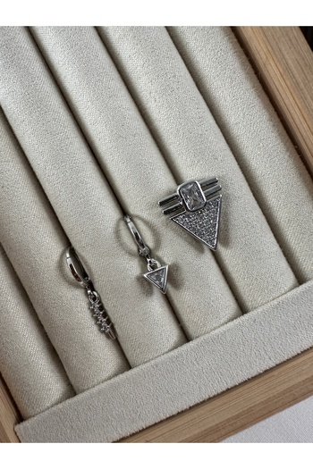 ringbox Silver Color 3-Piece Serenay Earring Set