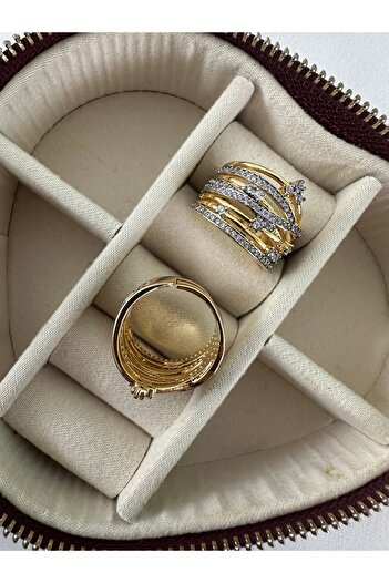 ringbox Double Color Stone Thick Ring