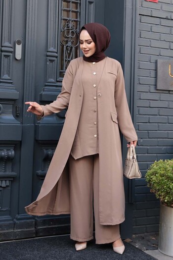 N.S NEVA STYLE Jacketed Mink Hijab Double Suit 76521V
