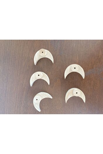 Sanatsal Dünya Wooden Moon Handle 5 Pieces 4.5X3X2Cm