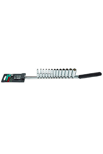 TOPTUL Set of 13 TOPTUL socket wrenches, model GAAQ1309, 1/4 inch square drive, hexagonal profile, dimensions