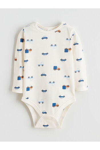 LC Waikiki Ecru Crew Neck Baby Boy Snap-On Bodysuit and Pants