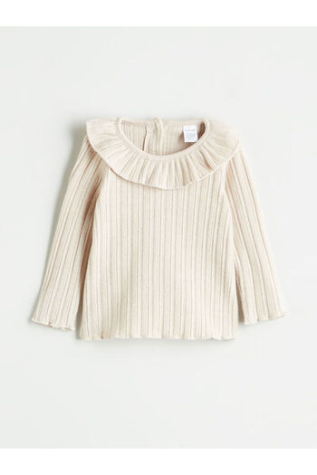 LC Waikiki Beige Crew Neck Baby Girl Blouse and Leggings 2 Pcs