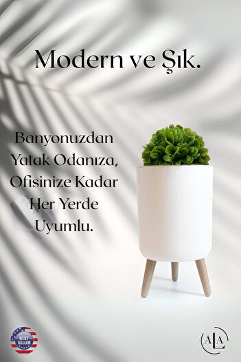 alastore Özel Tasarım Yapay Bitkili Çöp Kovası Çöp Kutusu Banyo Tuvalet Wc Çöp Kovası Kapaklı