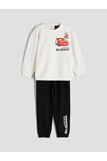 LC Waikiki Lcw Long Sleeve Baby Boy Cars Printed Sweatshirt and Sweatpants Bottom 2 Piece Set