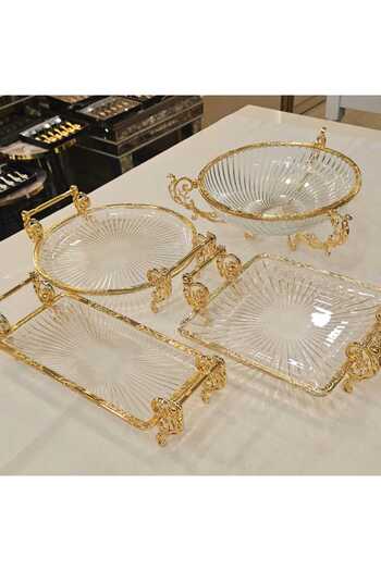 MaviDamla Cast Metal Frame Glass Presentation Set 4 Pieces Gold