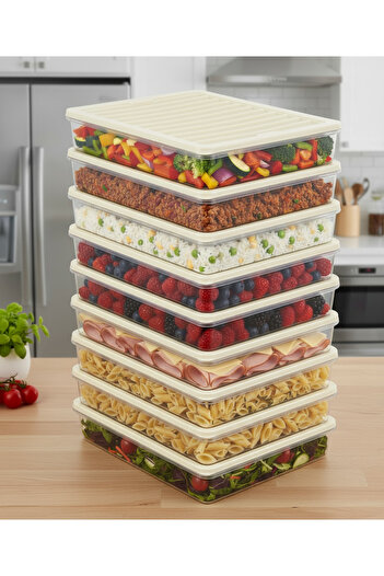 FİTHOME 8-Piece Frozen 2400 ml Refrigerator and Freezer Organizer Set, In-Cabinet Organizer