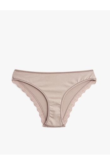Koton Comfortable Fit Cotton Brazilian Panties with Lace Trim