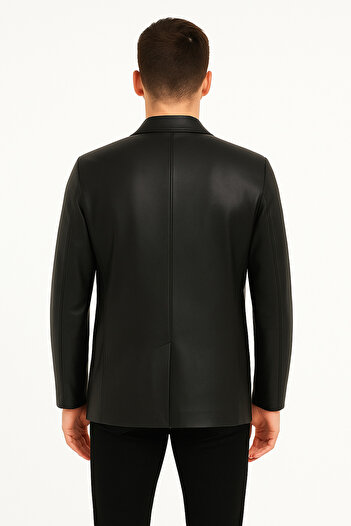 duarte deri Duarte Genuine Leather Men's Black Blazer Jacket