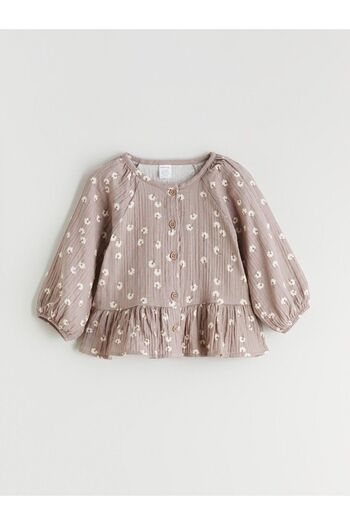 LC Waikiki Lcw Baby Crew Neck Baby Girl Muslin Shirt and Pants