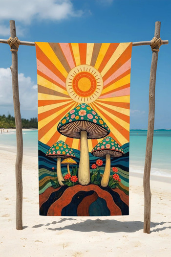 BETHA Mushroom Patterned Cotton Beach Towel – Patterned Design – 75X150 cm