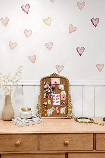 Grafikup Watercolor Heart Wall Sticker Set - 100 Pieces Boho Heart Wall Decor Set